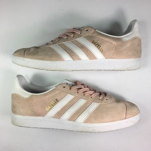adidas Gazelle Pink and White Athletic Shoes